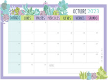 Calendario Planificador 2023 En Español - Tamaño A4 - Mes De Octubre