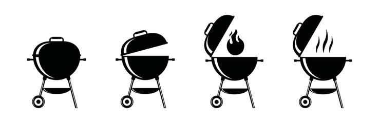 Wall Mural - BBQ grill icon logo design. Barbecue icon symbol, vector illustration