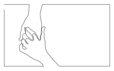 Wall Mural - continuous line drawing hands holding each other - PNG image with transparent background