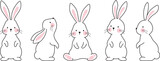 Fototapeta Fototapety na ścianę do pokoju dziecięcego - Cute bunny rabbit outline sketch vector illustration. Minimal bunny line art doodle in different poses.