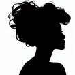 Leinwanddruck Bild - Black woman with beautifully curled hair that is hand-drawn. Girl with long lashes and finely sculpted eyebrows. Vector typeface for a business visit card idea. ideal salon appearance.