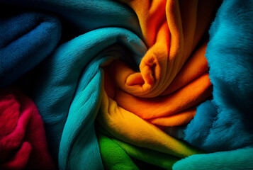 Wall Mural - Beautiful colorful abstract silk fabric blanket background, happy mood
