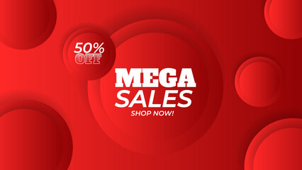 Sticker - Flash Sale text effect, editable discount and offer text style. Red theme.