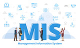 Fototapeta  - mis management information system concept with big words and people surrounded by related icon spreading