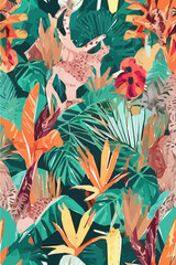  Flower, leaf, jungle. Hand drawn floral watercolor vector illustration. Vector background for design.