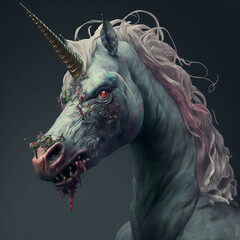 Poster - Zombie Unicorn Demon Grossly Beautiful AI Generated