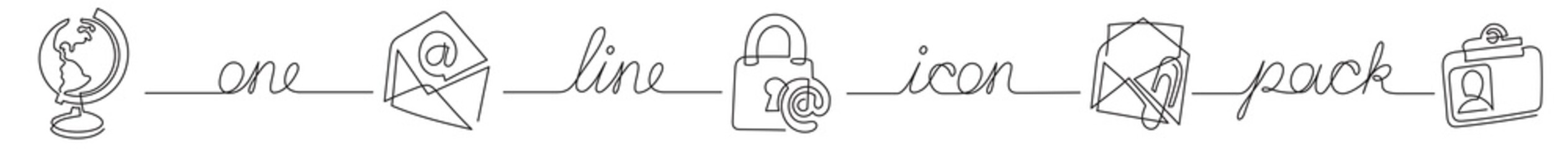 Wall Mural - one line icon pack of search globe email security internet - PNG image with transparent background