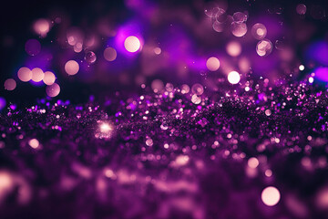 Wall Mural - Abstract purple glitter bokeh background. Generative AI.