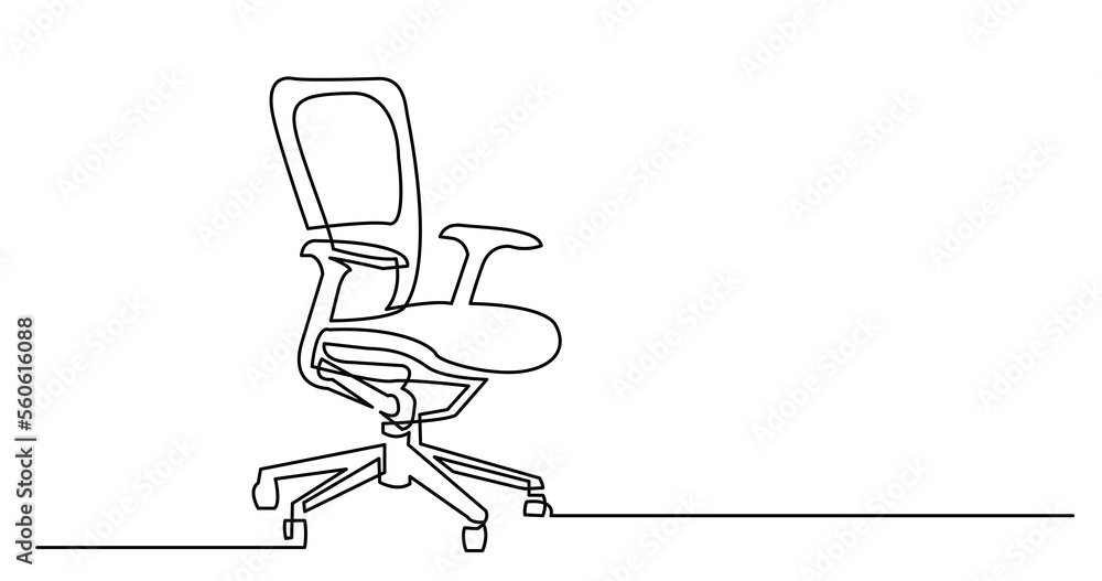 continuous line drawing of office ergonomic chair - PNG image with ...