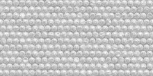 Seamless Plastic Air Bubble Wrap Packing Material Background Texture. Fragile Shipping, Moving Or Delivery Concept Cellophane Bubblewrap Transparent Overlay Film Or Backdrop Pattern. 3D Rendering.