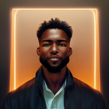 African American Young Man At The Night Club, AI Generated Portrait