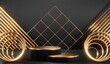 © Thares2020 - 3D rendering of black podium background for black friday product on podium