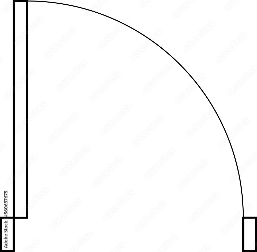 Door for floor plan top view. Architectural PNG element. Icon for 
