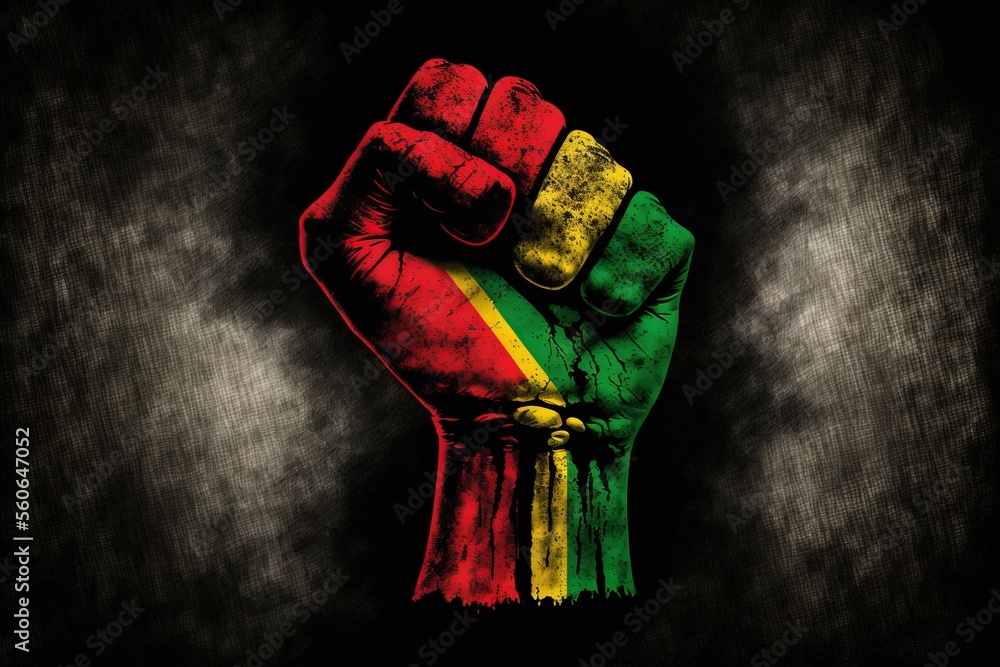 Black history month celebration symbol Fist in Pan-Arican colors Ai ...