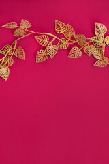 Poster - Golden garland on pink