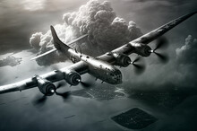 Bomber In The Sky, Vintage World War II Photo Style