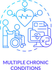 Wall Mural - multiple chronic conditions blue gradient concept icon. chronic disease management challenge abstrac