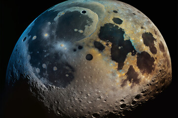 Wall Mural - generative ai illustration of moon surface galaxy in space.