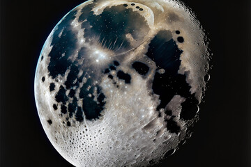 Wall Mural - generative ai illustration of moon surface galaxy in space.