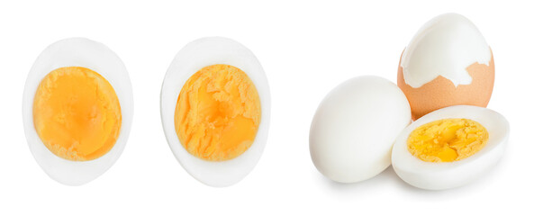 Wall Mural - half boiled egg isolated on white background. Top view.