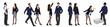 Set of pair of business man and women in Different pose standing in a row.