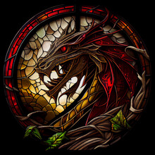 Stained Glass Dragon In Diablo Style, Generative Ai
