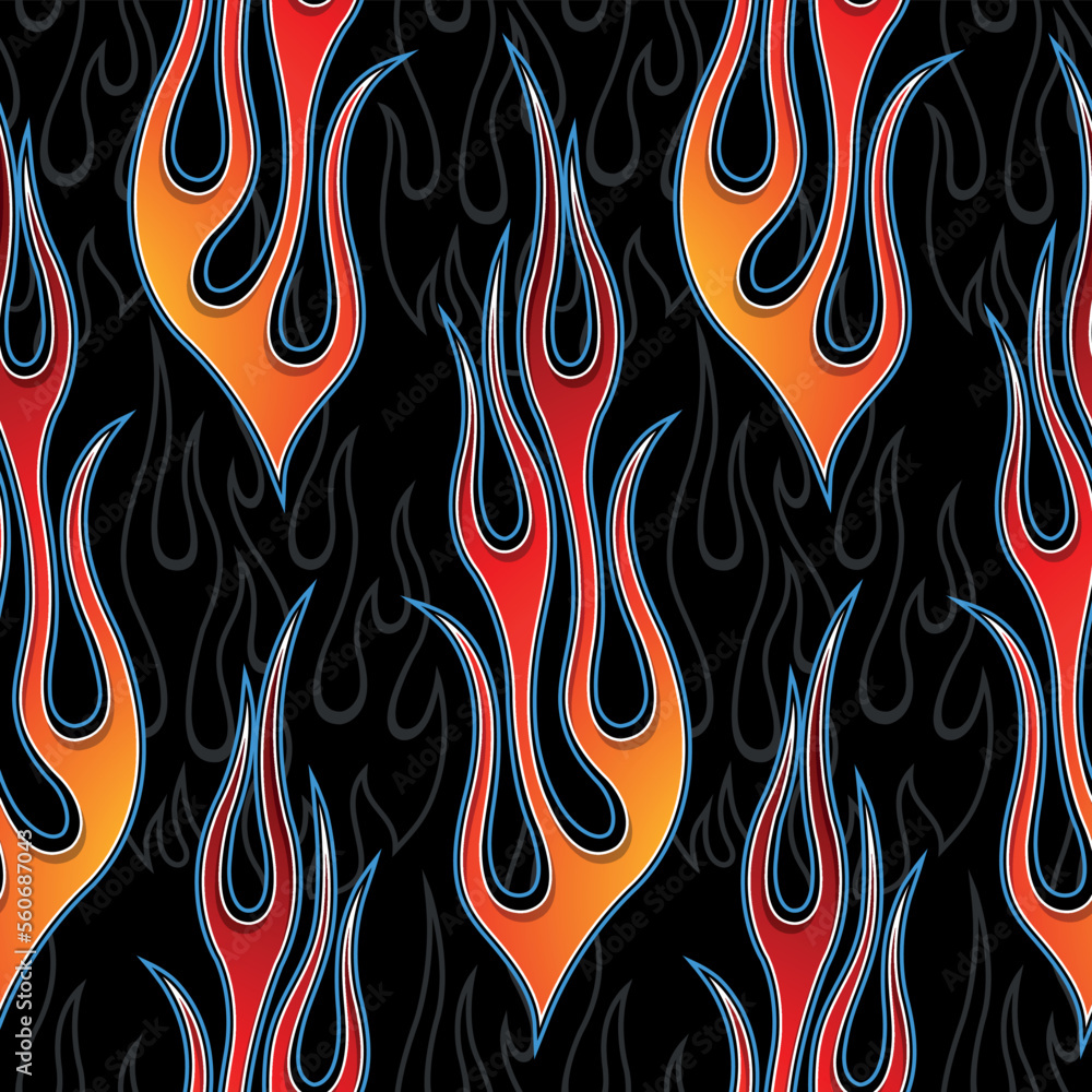 Fire flames wallpaper seamless pattern background vector image. Wrapper ...