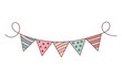 Holiday bunting flags in doodle style. Carnival garland with triangle flags.