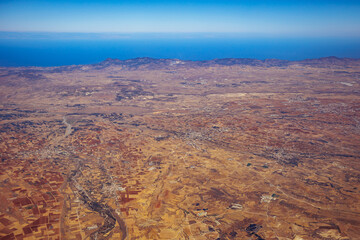 Canvas Print - Plane view with area of territory under the de facto control of Northern Cyprus in Cyprus