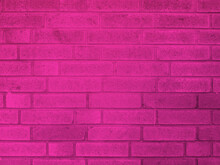 Old Brick Wall Texture Of Pink Stone Blocks Closeup For Background.