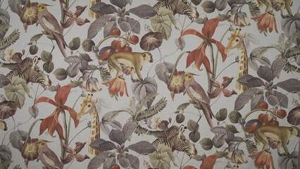 Wall Mural - pattern with flowers Graphics  texture on Fabric