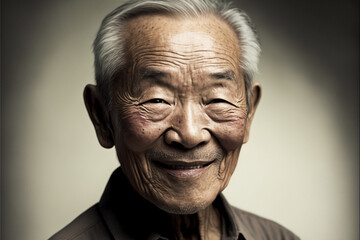 Beautiful elderly man in front of a background