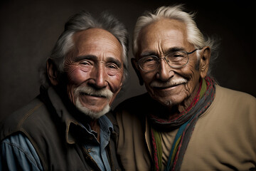 illustration serie with Beautiful elderly brothers from all around the world