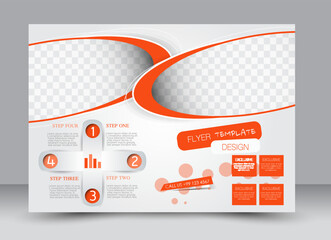 Wall Mural - Flyer, brochure, billboard, magazine cover template design landscape orientation for education, presentation, website. Orange color. Editable vector illustration.