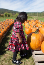 Girl At Pumpkin Patch