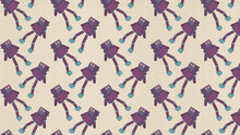 A Pattern Of Violet And Blue Robots
