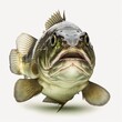 Portrait. of a largemouth bass fish isolated on a white background