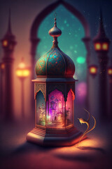 Wall Mural - Ramadan Kareem, mawlid, iftar, isra and miraj, eid al fitr adha themed illustration. 