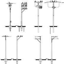 Set Of Sketch Vector Illustration Of Various High Power Electric Poles