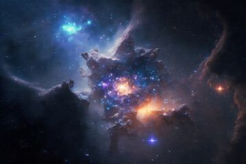 Wall Mural - space illustration with stars and nebula. Generative AI