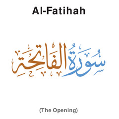 Wall Mural - The name of surah in Holy Quran Al-Fatihah chapter (The Opening). Vector of arabic calligraphy desig