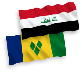 Flags of Saint Vincent and the Grenadines and Iraq on a white background