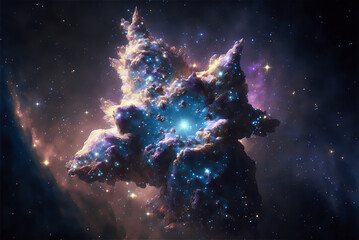 Wall Mural - space illustration with stars and nebula. Generative AI