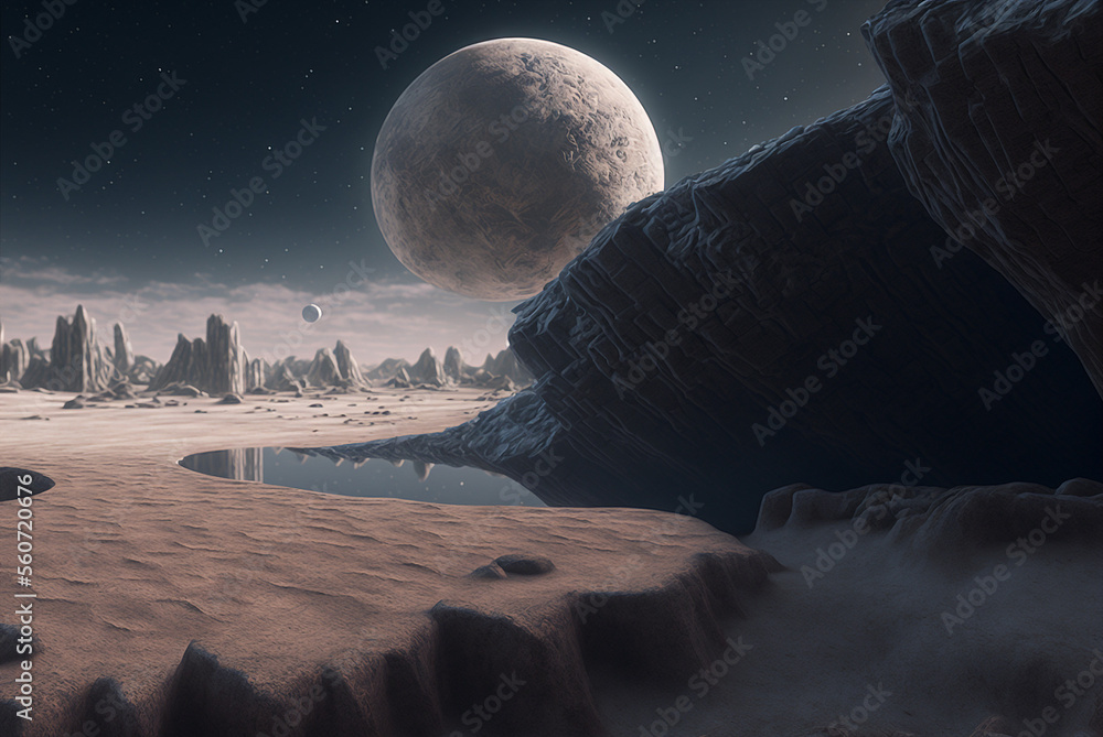 Generative ai illustration of planets and shining stars galaxy in space ...