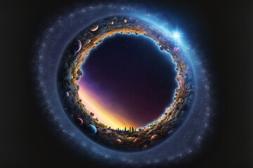Wall Mural - generative ai black hole over star field in outer space.