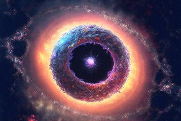 Wall Mural - generative ai black hole over star field in outer space.