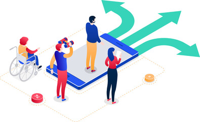 Wall Mural - decision making - modern colorful isometric illustration