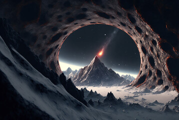 Wall Mural - generative ai illustration of planets and shining stars galaxy in space.