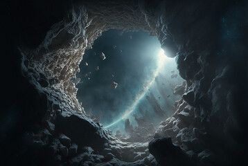 Wall Mural - generative ai illustration of planets and shining stars galaxy in space.