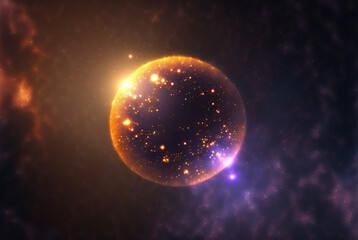 Wall Mural - generative ai illustration of planets and shining stars galaxy in space.